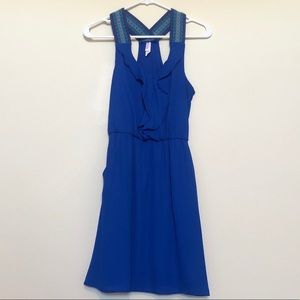 Blue Sundress with Tribal Print Elastic Traps